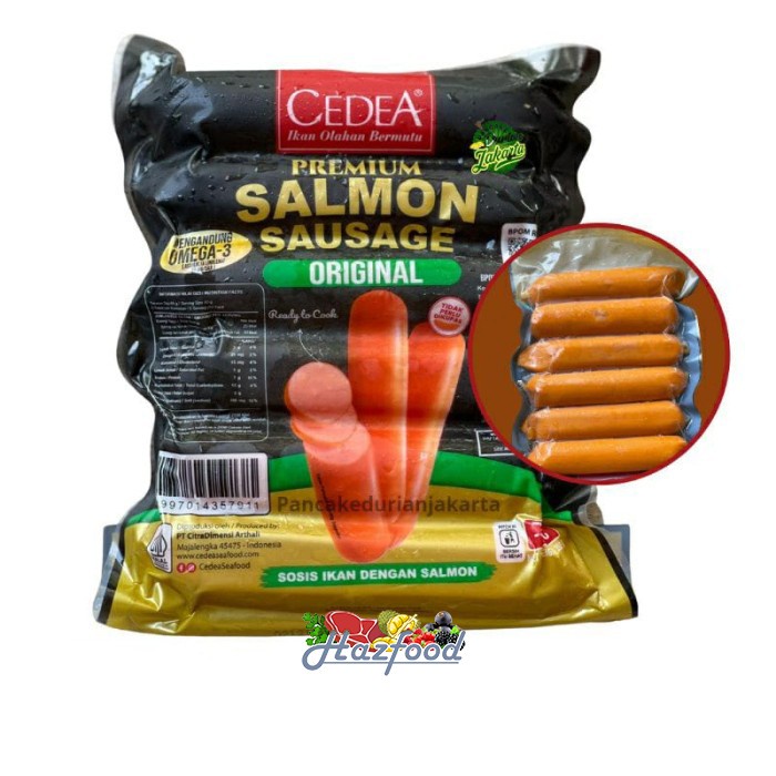 

Sosis Salmon Premium Cedea 390gr Fish Sausage Omega 3 Isi 6 pcs