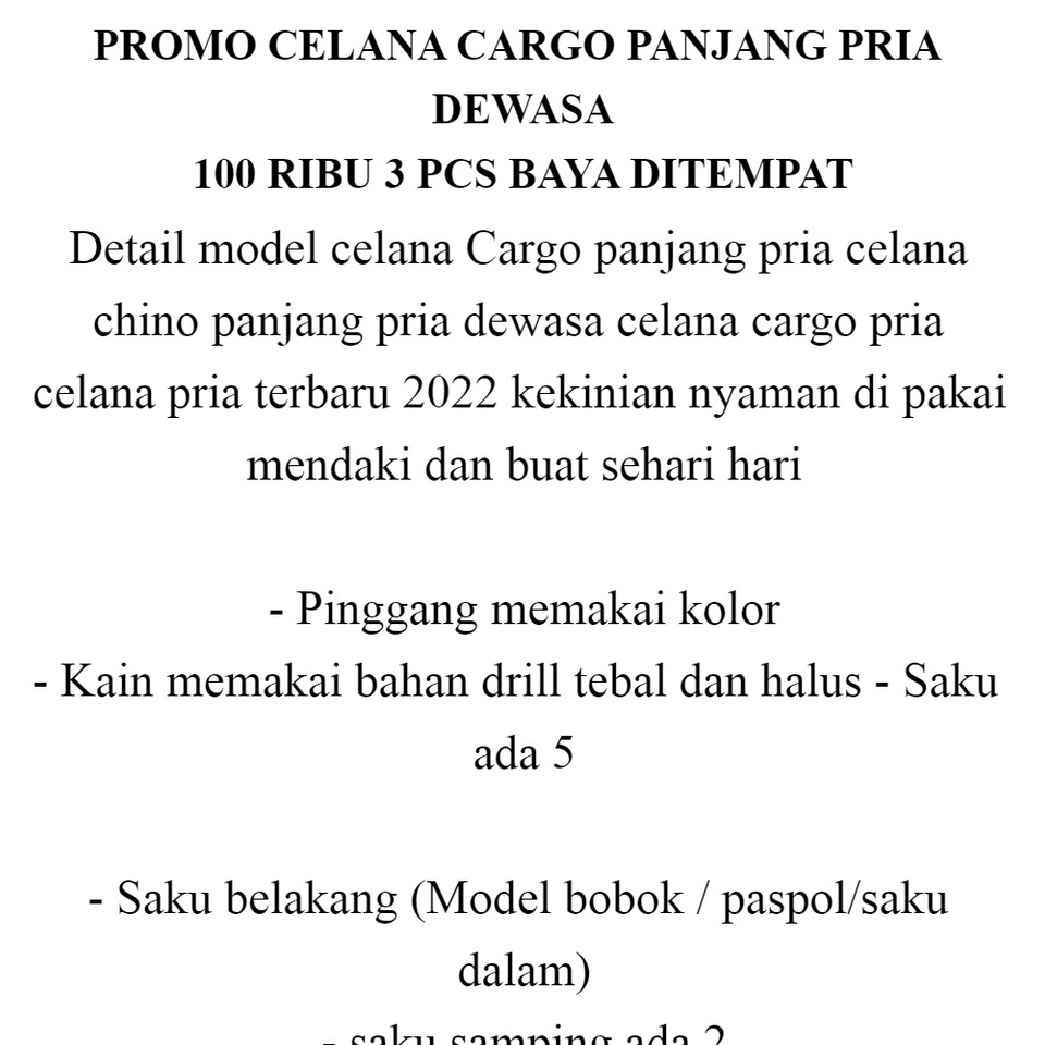 langsung Ceckout PROMO 100 RIBU DAPAT 3 PCS CELANA CARGO PANJANG PRIA DEWASA CELANA PANJANG CARGO COWOK CELANA PANJANG PRIA DEWASA RIP PINGGANG KARET CELANA CARGO CELANA PANJANG PRIA TERBARU 2022 ..