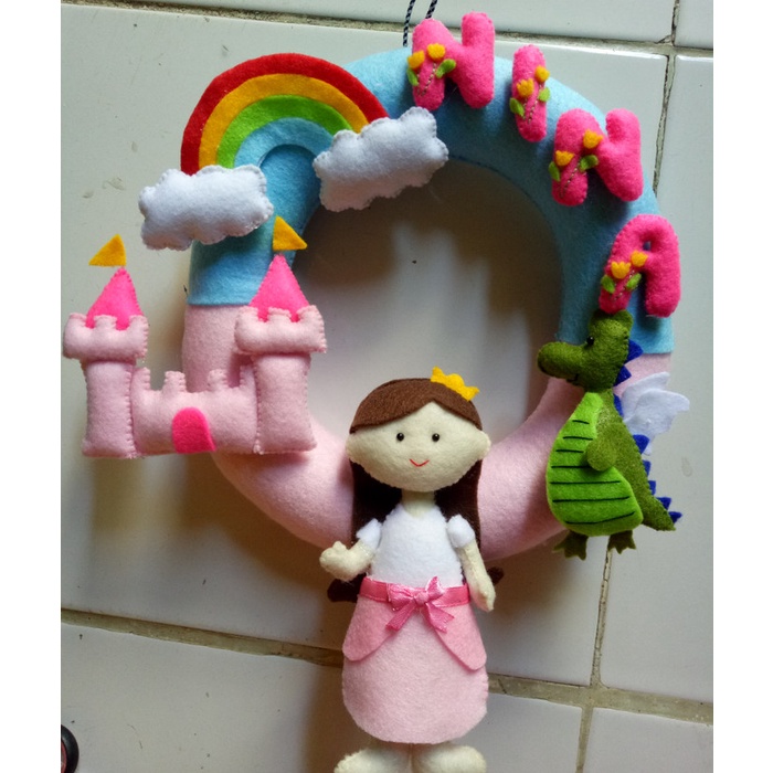 Hanging door flanel / hiasan pintu kamar anak / gantungan nama flanel