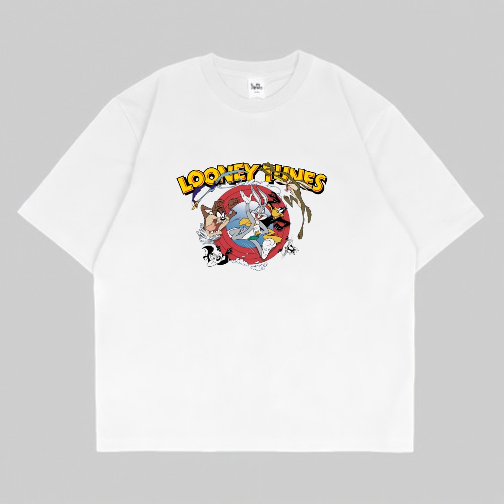 T-shirt | Oversize | KAOS VINTAGE LOONEY TUNES | T-SHIRT CARTOON 90's WARNER BROS | BAJU PUTIH KARTU