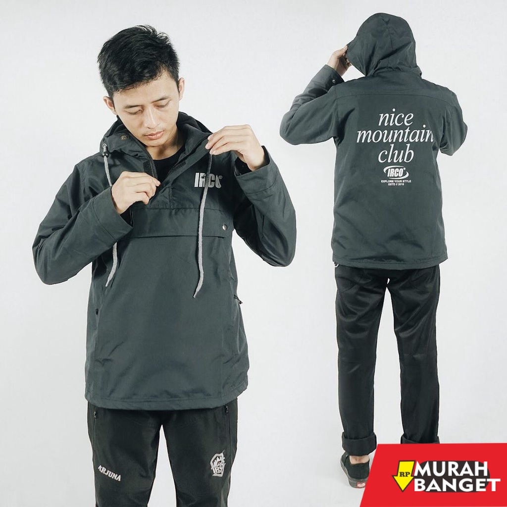 Outer pria  ukuran besar- Ircoofficial anorak jaket pendaki gunung pria taslan waterproof inner pola
