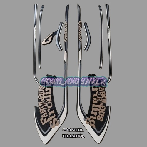 Striping Decal Polet Sticker Honda GENIO 110 2023 CBS ISS FABULOUS Matte Balck FULL HITAM DOFF stike