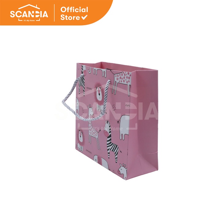 

SCANDIA Paper bag Baby Gift Bag 20x20x8 Cm Small Pink Zebra (SC0465)