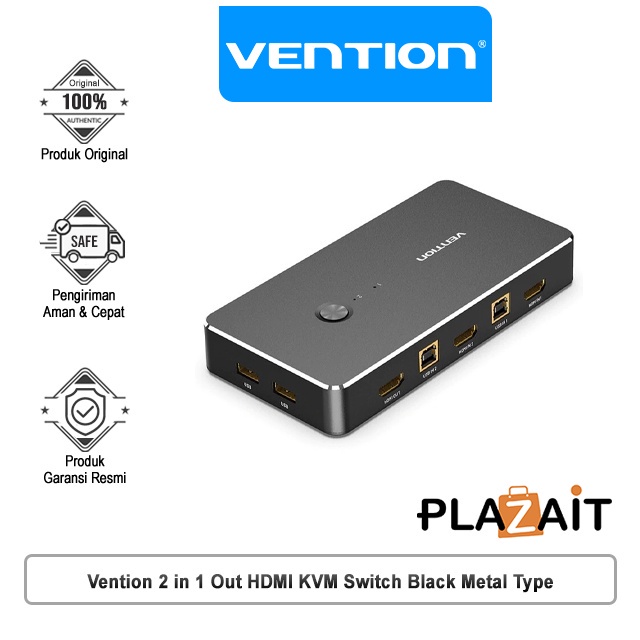 Vention AFR 2 in 1 Out HDMI KVM Switch Black Metal Type
