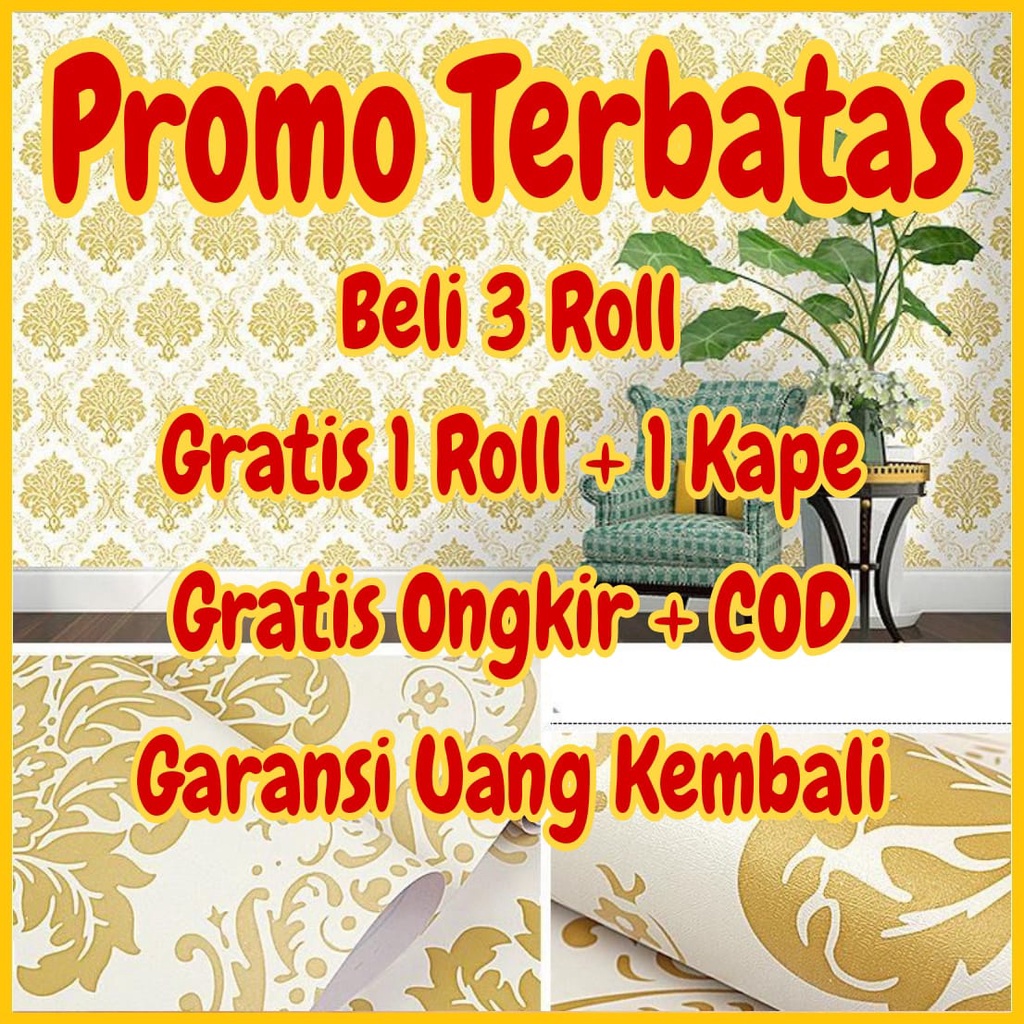 Wallpaper dinding 3d Wallpaper dinding MOTIF BATIK GOLD HITAM GOLD HITAM PUTIH GOLD SULTAN PUTIH BUN