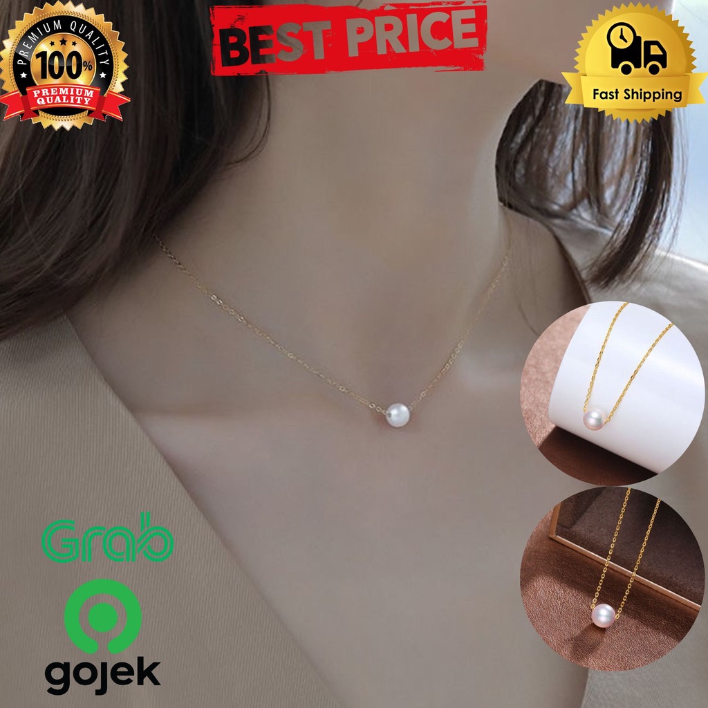 Kalung rantai wanita lapis emas perak mutiara air tawar necklace ,/ kalung rantai wanita / kalung wa