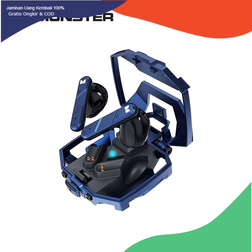 tocao.id Monster XKT09 Wireless Bluetooth Earphone Earbuds Headset TWS Gaming HIFI Stereo