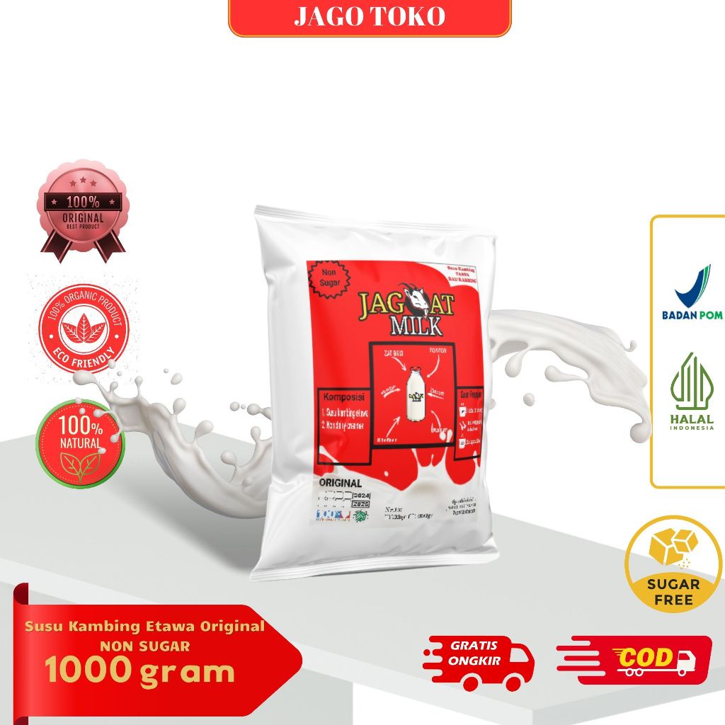 

COD Susu Kambing Etawa 1kg Kemasan Almunium foil jagoat milk