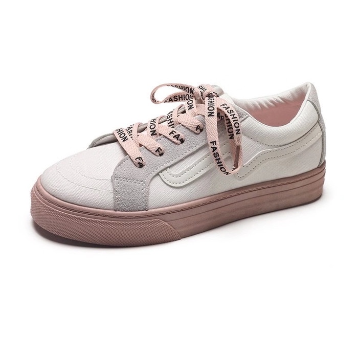 Sepatu Wanita Bahan Kanvas Warna Putih untuk Musim Panas