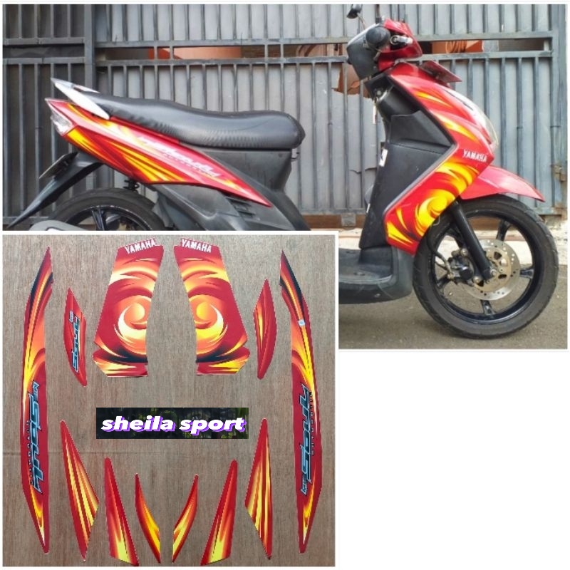 striping mio soul stiker Yamaha Mio Soul merah tahun 2007 2008