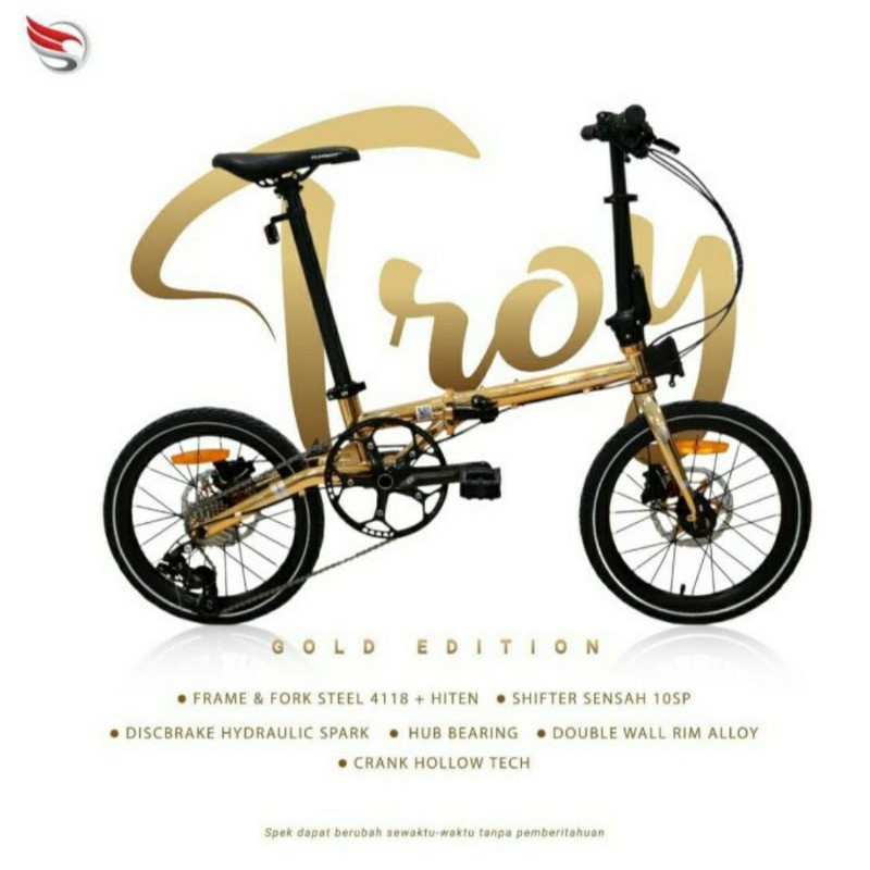 Sepeda Lipat Element Troy 16 inch 10 speed Chromoly Terbaru 2020