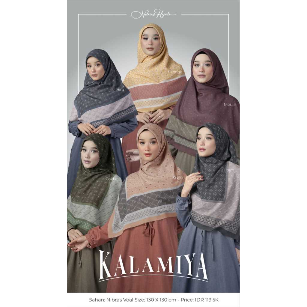 NBRS - NIBRAS KALAMIYA SCARVES HIJAB SEGIEMPAT SYARI VOAL MOTIF PREMIUM NIBRS ORI (BISA COD)