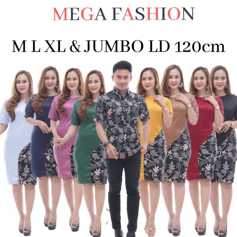 UNISEX KADO NATAL //MEGA - BAJU DRESS WANITA MODERN MODEL TERBARU MOTIF BATIK LENGAN PENDEK SELUTUT 