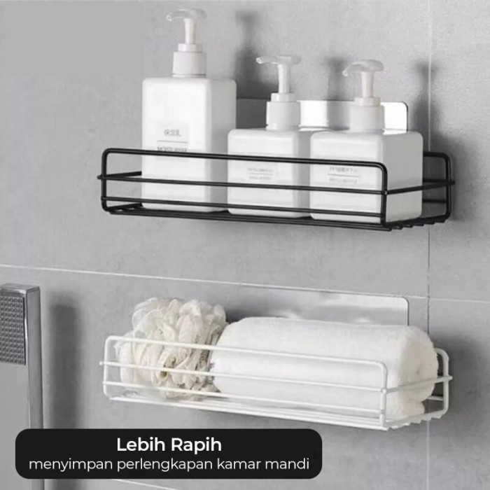 Rak Dinding Estetik Besi Minimalis / Rak Toilet Handuk Sabun Serbaguna