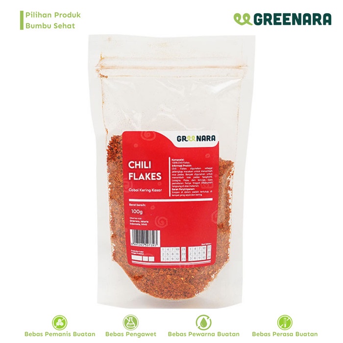 

[KUALITAS PREMIUM] Greenara Ground Chili Flakes 100gr / Cabai Kering Kasar 100 gram Termurah