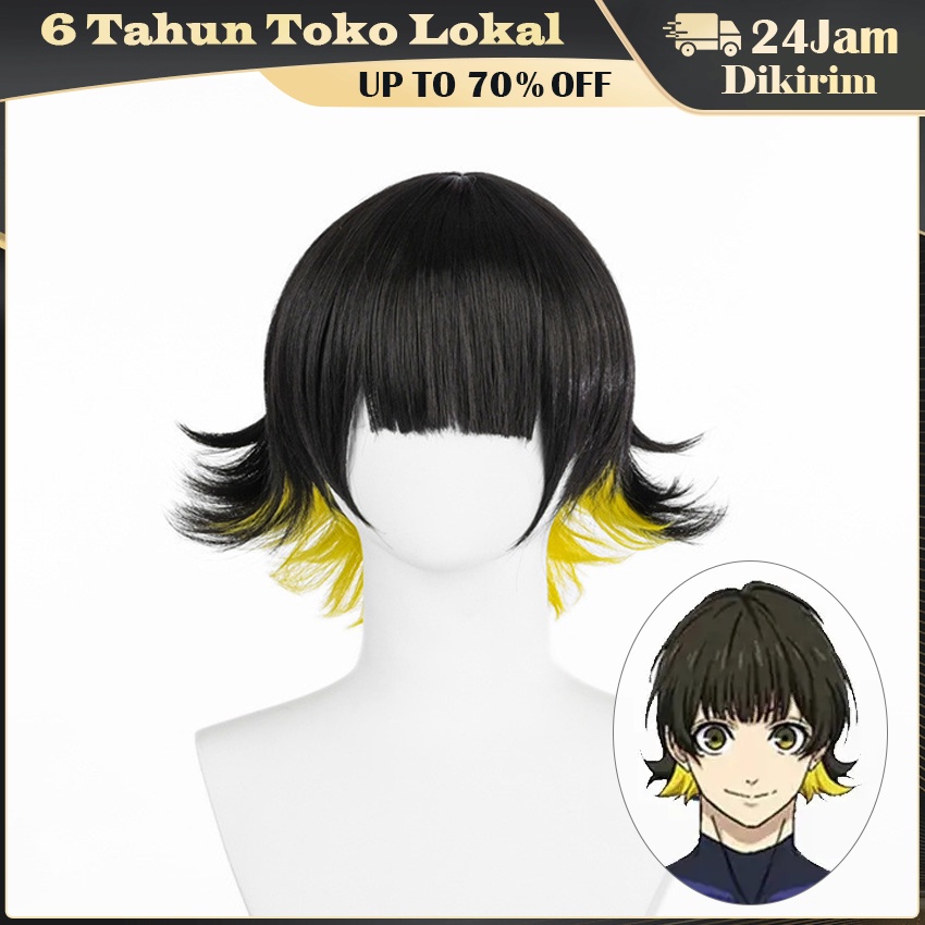Wig Bachira Meguru Cosplay Bachira Wig Blue Lock Orang Dewasa/Anak-Anak Dapat Menggunakannya