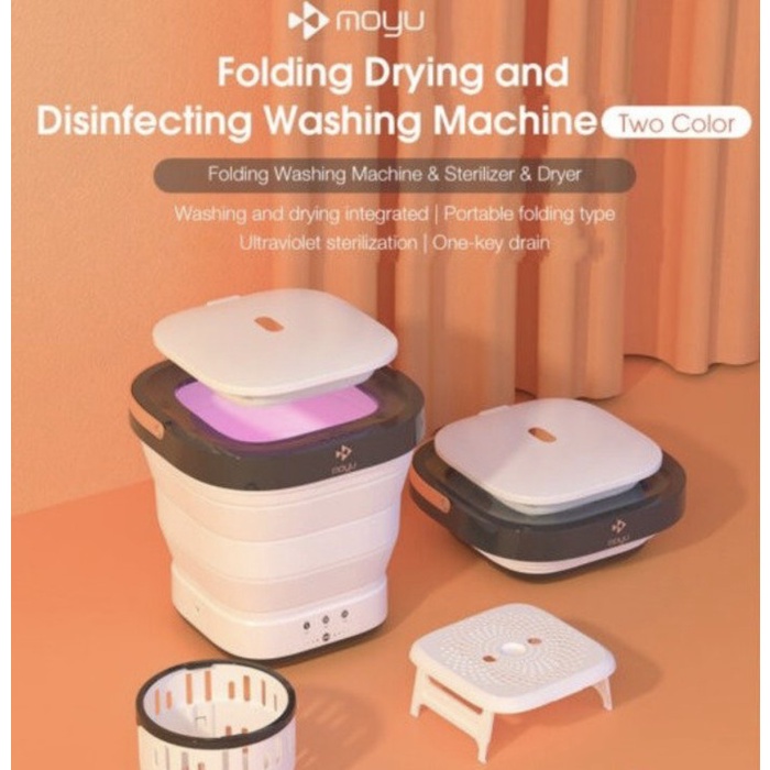 Xiaomi MOYU Mesin Cuci Mini Portable Folding Travel Washing Machine UV - GREY