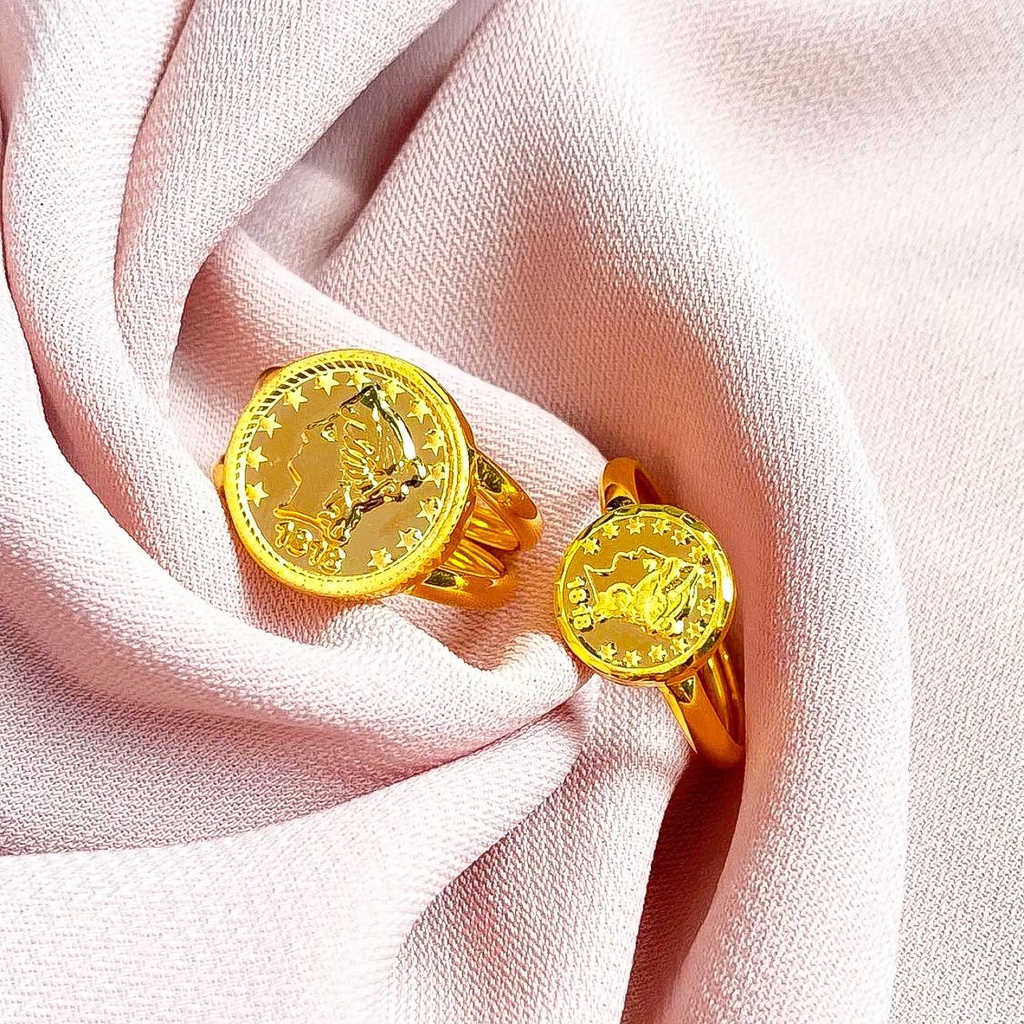 cincin anak dan dewasa emas asli model koin uang pawon kadar 700 70% 22 1 gram 10 11 12 13 14 15 16 