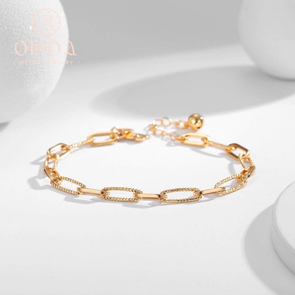 Orida Jewelry Gelang Rantai Sederhana Warna Emas Wanita Fashion Aksesoris Murah Bangle Y750
