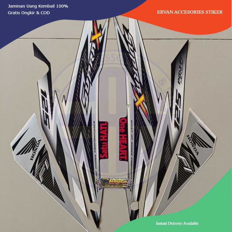 Striping Honda Supra x 125 fi 2015 hitam putih stiker