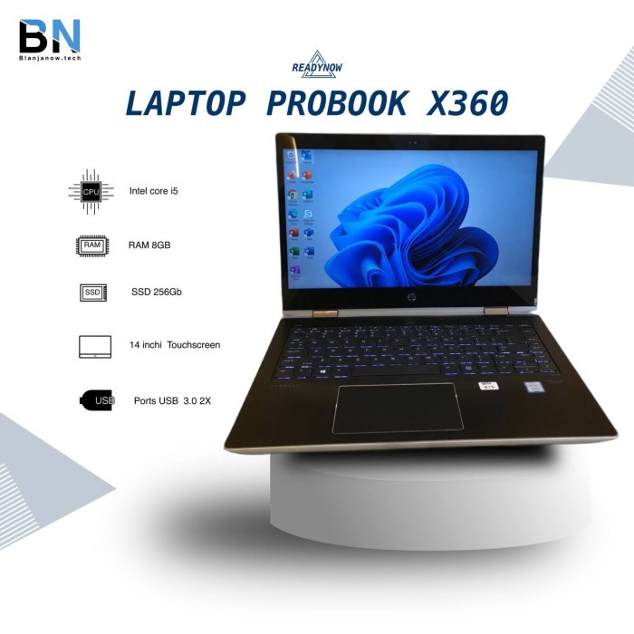 laptop murah bekas Hp Probook X360 440 G1 core i5 Gen 8 8/256 GB