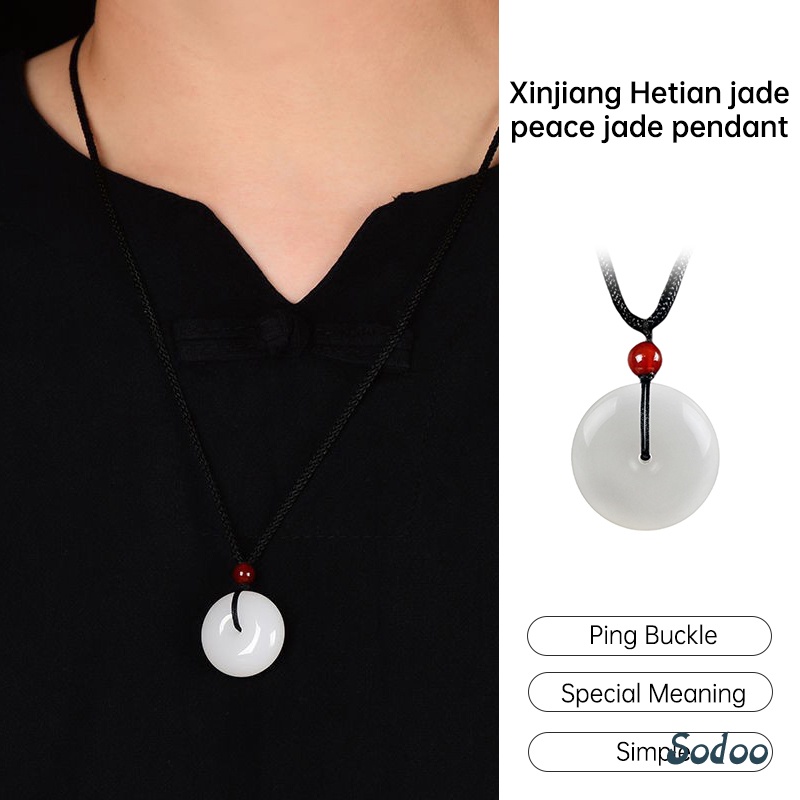 Kalung Liontin Giok Putih Kalung Unisex Couple Gift - SO