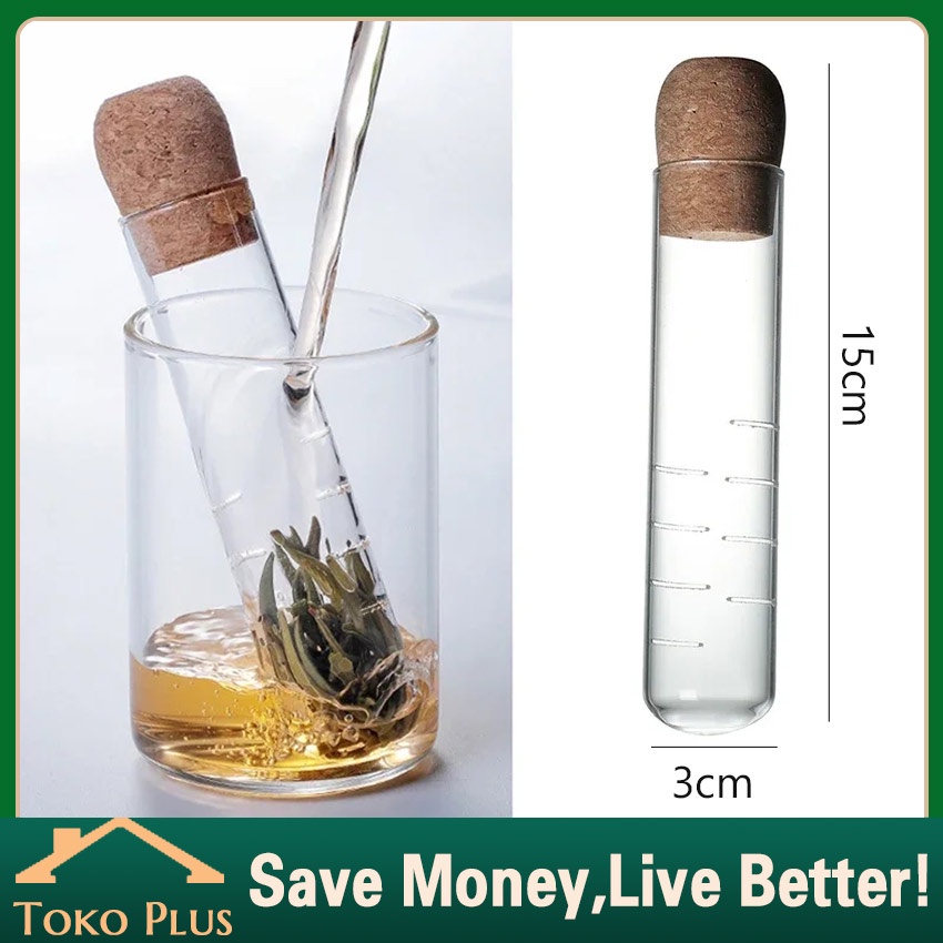 Tea Tube Strainer Glass With Cork / Tube Filter Tea Reusable Tea Infuser Glass Tube Strainer / Sarin