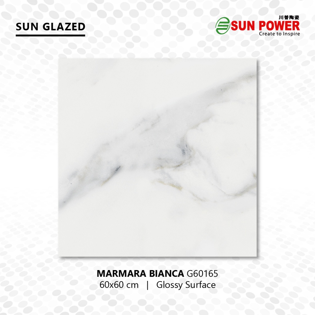 XI98 Keramik Lantai Body Putih Glossy - Marmara Bianca 60x60 | Sun Power