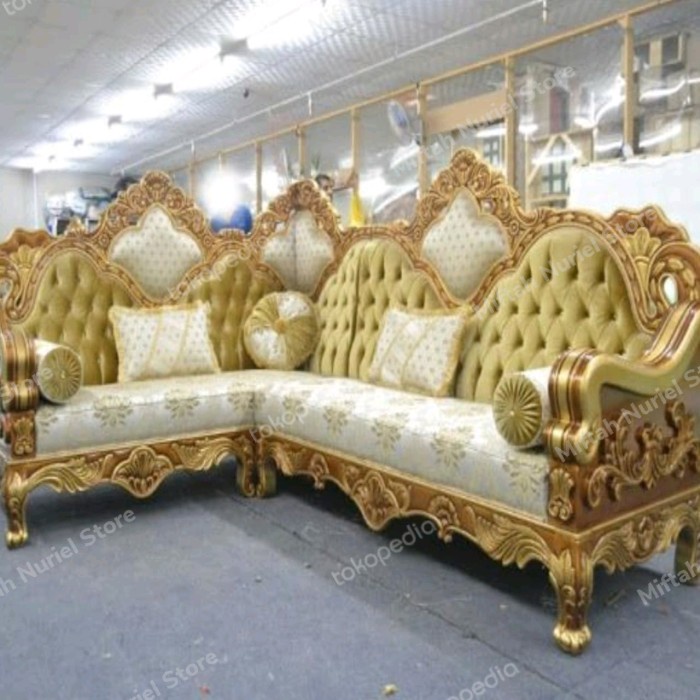 KURSI SOFA SUDUT UKIR KLASIK MEWAH JEPARA