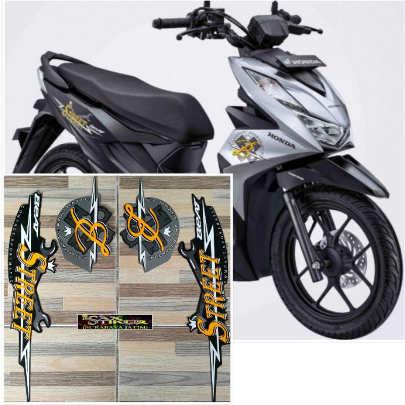 Striping beat street stret stiker lis les Honda beat street silver hitam tahun 2020 2021 kualitas ba