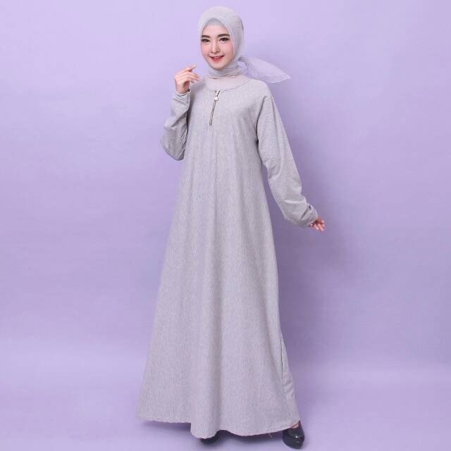 Baju Gamis Wanita Gamis Jumbo Polos gamis kaos misty  - LIGHT GREY