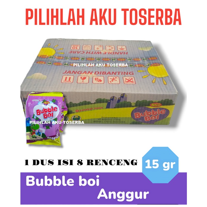 

Inaco BUBBLE BOI GRAPE / ANGGUR Renceng - (HARGA 1 DUS ISI 8 RENCENG)