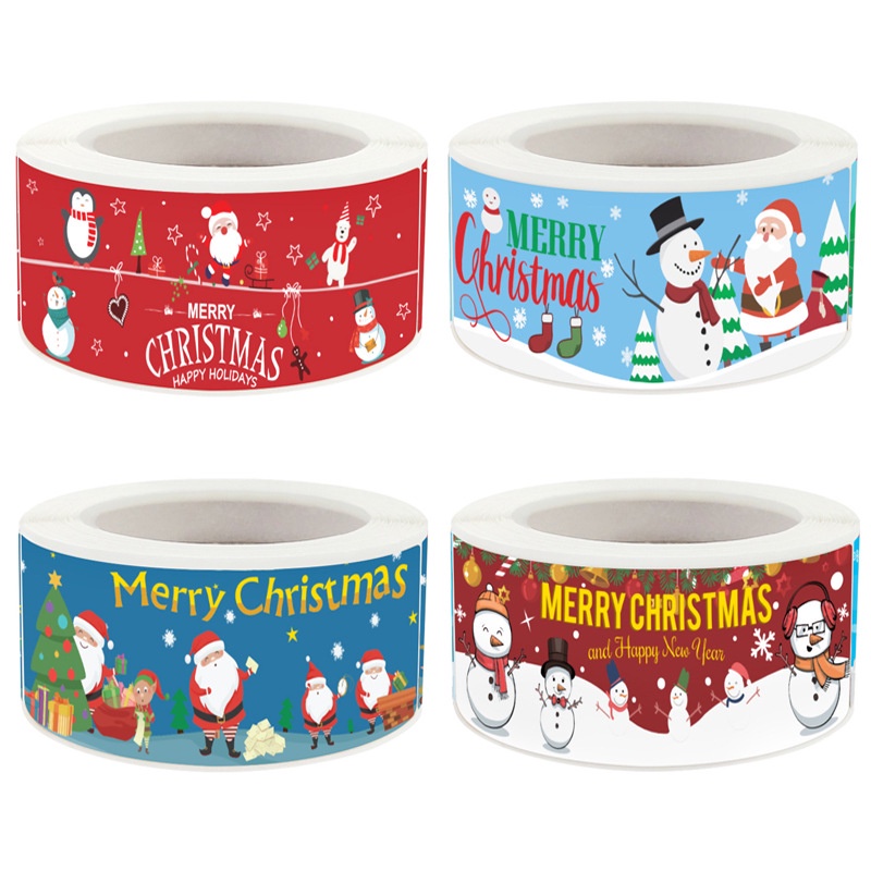 

(DELIN) 120pcs Stiker Roll Label Natal Stiker Merry Chrismast Stiker label Natalan