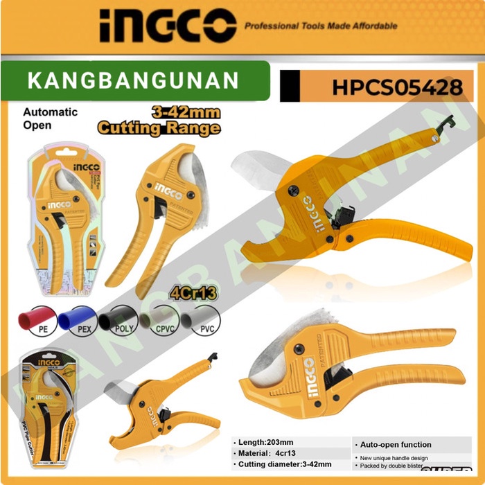 

Colorf Gunting Pipa PVC (3-42mm) Potong Paralon Pipe Cutter INGCO HPCS05428