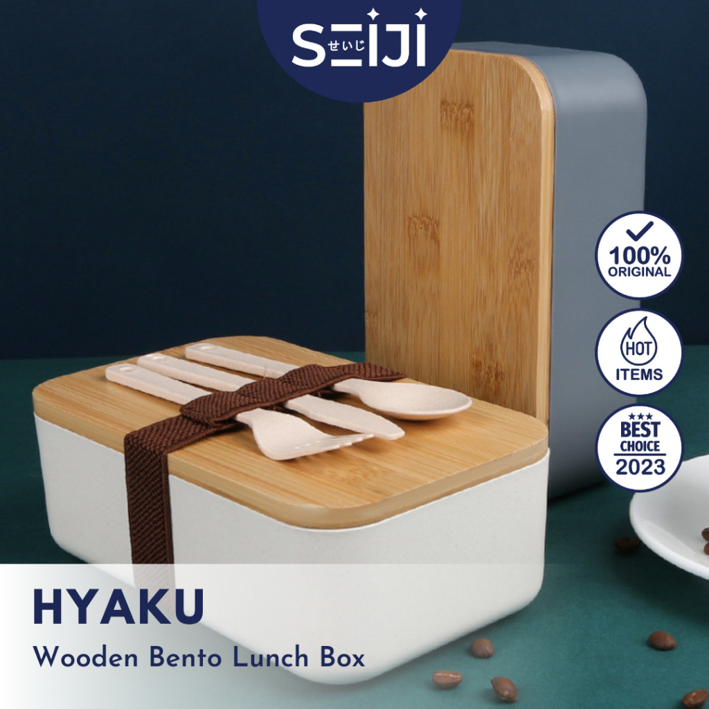 SEIJIHYAKU BENTO BOX NASI KAYU TEMPAT MAKANAN BEKAL MINIMALIS KOTAK MAKAN TUTUP BAMBU