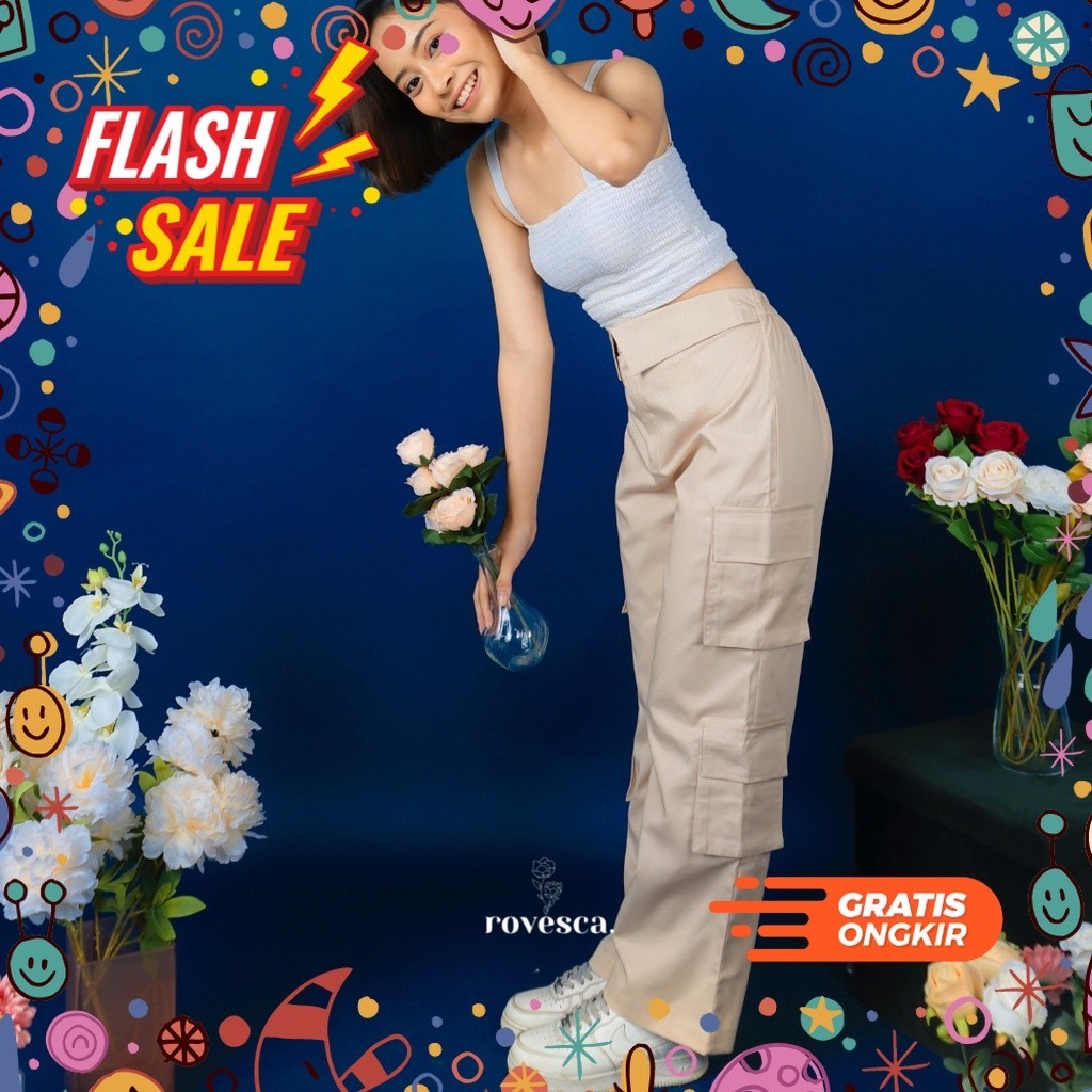 MEGASALE / ROVESCA - YERI CARGO PANTS / Celana Kargo Double Saku