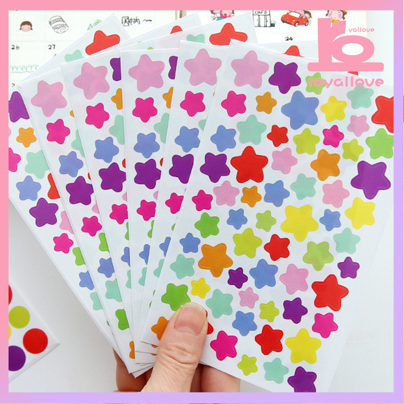 

CODStiker Titik-titik,cinta,warna-warni,Korea,album Foto Dekorasi,DIY,stiker Pelangi Pentagram Pelangi 8pcs Pack