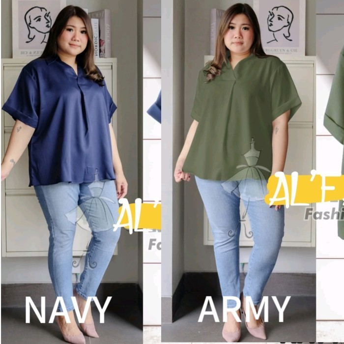 "Girya.Syo" - TERMURAH ATASAN BIG SIZE LD 130 WANITA / BLOUSE JUMBO WANITA /BAJU WANITA JUMBO - NAVY