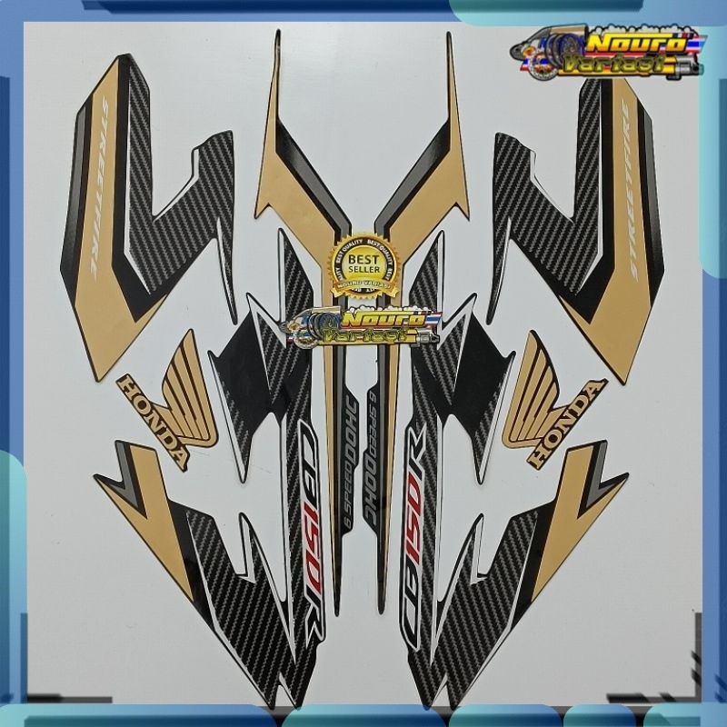 Stiker striping honda cb150r cb 150 r 2017 2018 hitam gold  standar bagus