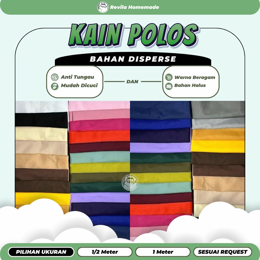 Kain Polos Meteran Bahan Disperse - Kain Polos Emboss Meteran Bahan Disperse Polymicro