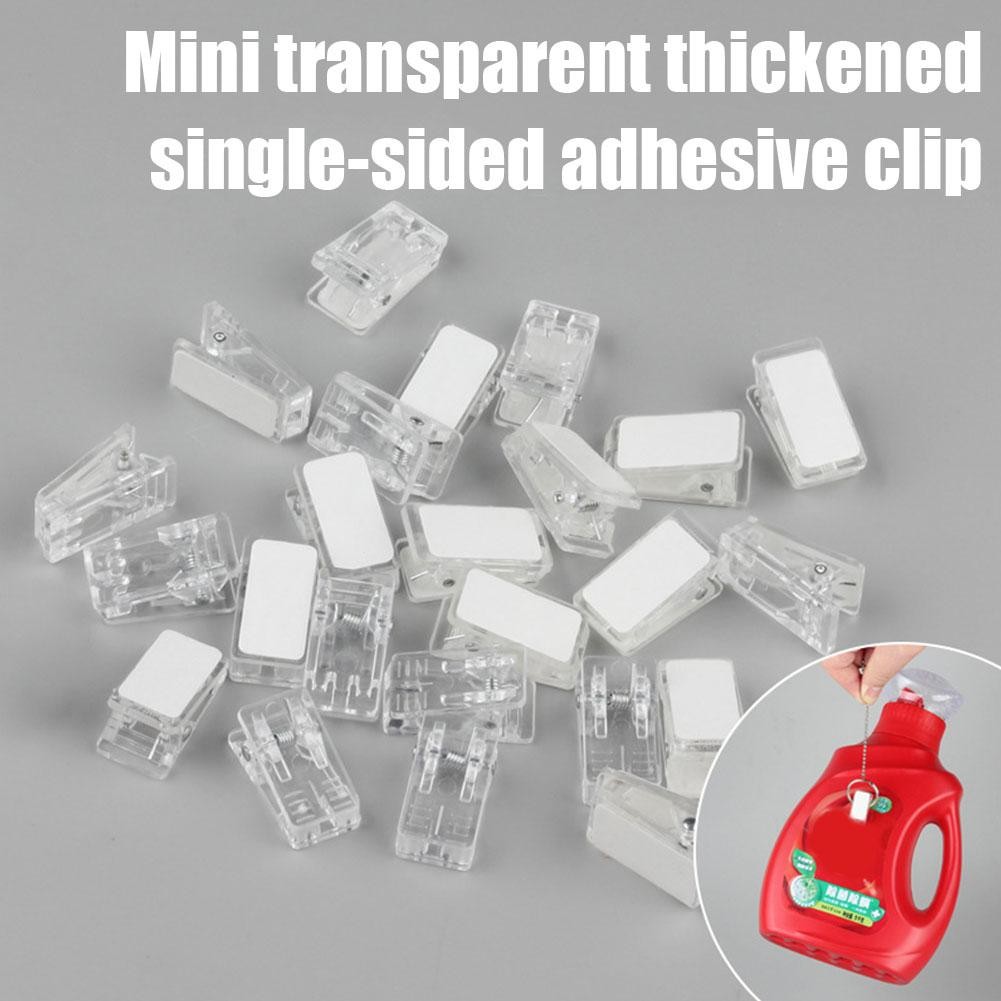 

20pcs Self Adhesive Clips Tapestry Hangers for Hanging Storage Photo Spring Loaded Mini Transparent Single-sided Adhesive C Z5N5