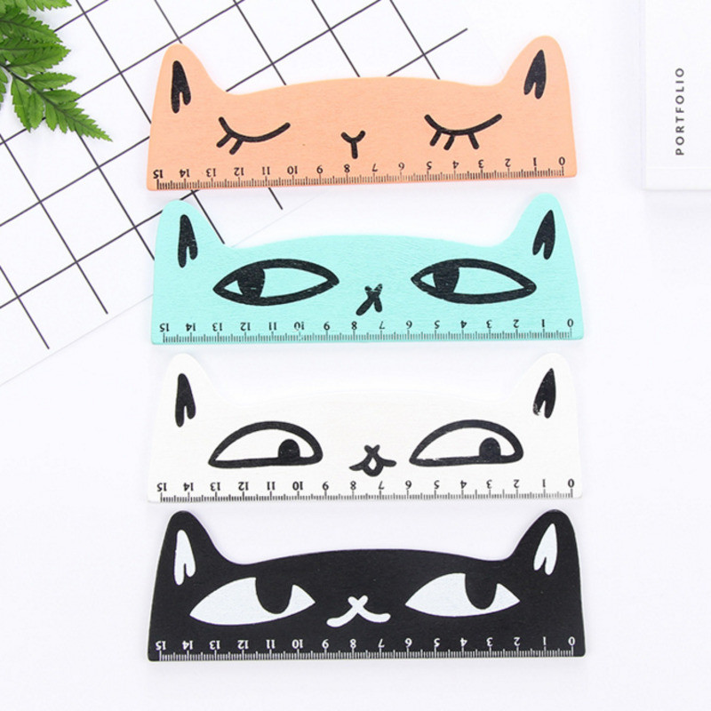 

1 Piece Kawaii Cute Cat Kitten Straight Ruler Wooden Drawing Gift Korean Office School Supply Stationery Ellen Brook Sewing