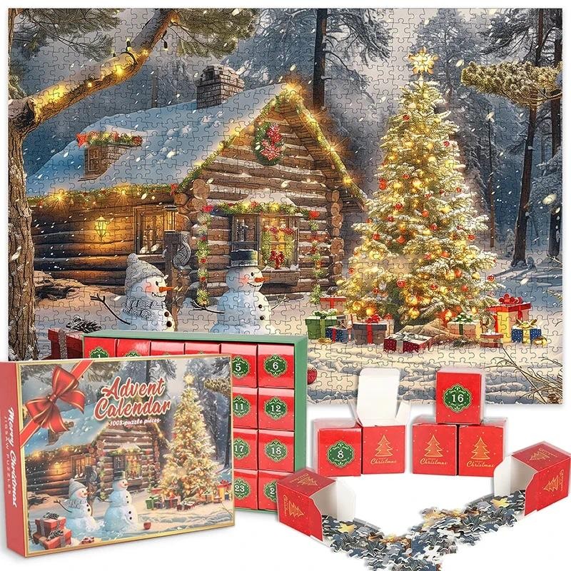 

Christmas Advent Calendar Box Gift Diy Santa Puzzle Snowman 24 Days Countdown Calendar for Girl 2024 New Year Christmas Gifts