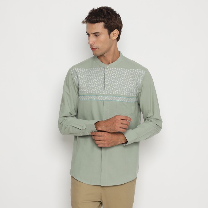 Platini Kemeja Koko Pria Lengan Panjang Katun Hijau Sage 961194 - XXL MBS
