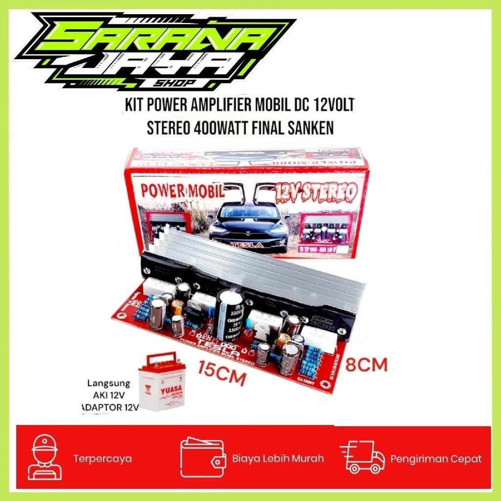 Kit Power Amplifier Mobil DC 12VOLT Stereo 400watt Final Sanken/tesla