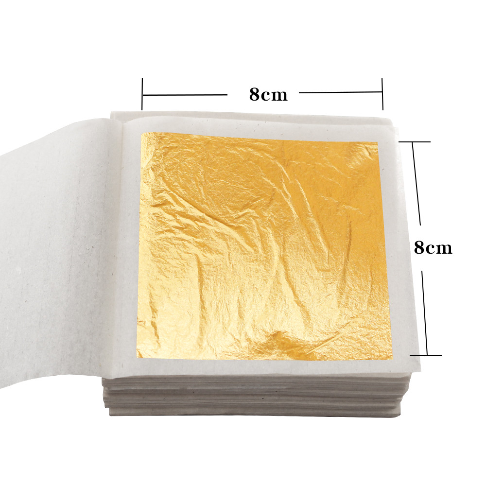 

24K Pure Genuine Gold Leaf Foil for Cosmetology Scrapbooking Stamping Cake Painting 100 Sheets 8X8cm 10x10cm