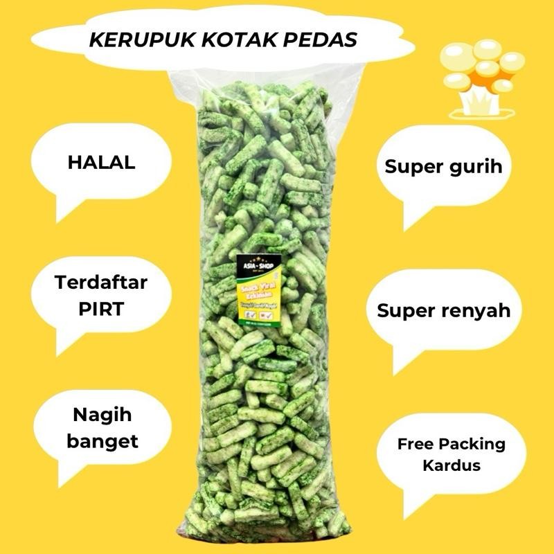 

Kerupuk Kotak Ijo Pedas Gurih Asin Keripik Cemilan