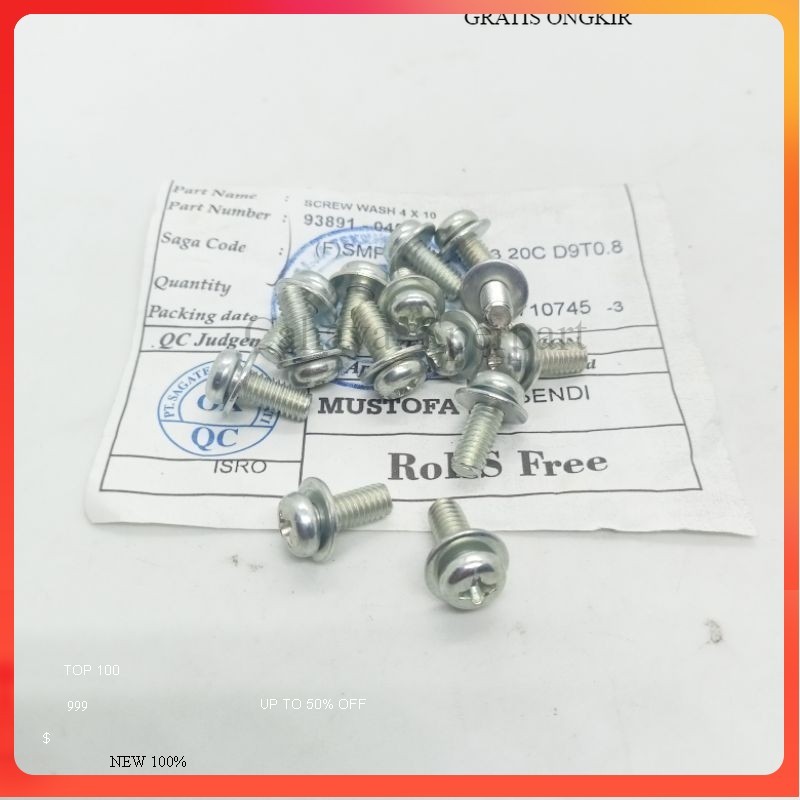 BOLT M4X12 ORIGINAL BAUT 7 M4 1 CM BAUT KARBULATOR DOBELE RING BAUT ORI new otomotif @
