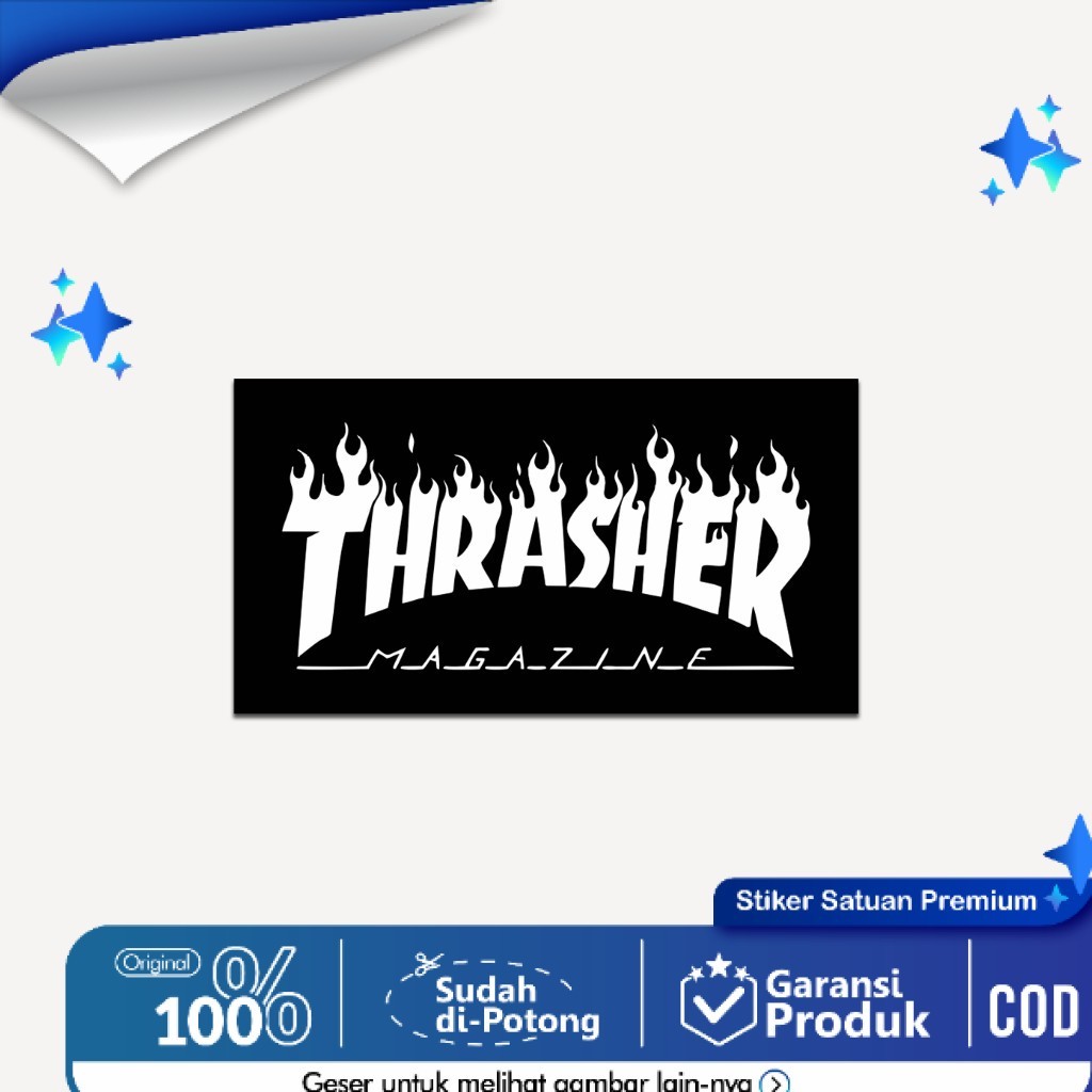 

Sticker Brand Thrasher Logo Magazine Stiker Tahan Air Vinyl Glossy
