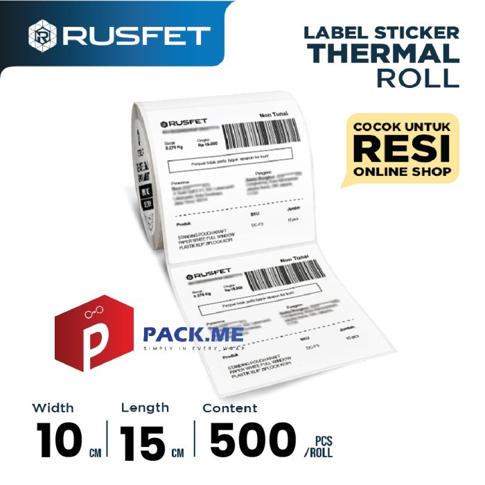 

Label Thermal - RUSFET 10cm X 15cm 500pcs/Roll